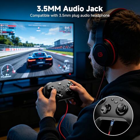 وحدة تحكم لاسلكية YCCTEAM لجهاز Xbox One، وحدة تحكم Xbox One USB Gamepad متوافقة مع Xbox One/S/X/PC Windows 10/11 مع مقبس صوت سماعة الرأس 3.5 ملم (أسود) in Kuwait