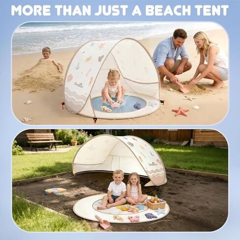 Baby Beach Tent with Pool – Dreamon Pop Up Shelter UV Protection for Infant, Foldable Kids Play Tent with Beach Toys Set and Carry Bag, Summer Outdoor Use Portable Baby Beach Essentials in Saudi Arabia