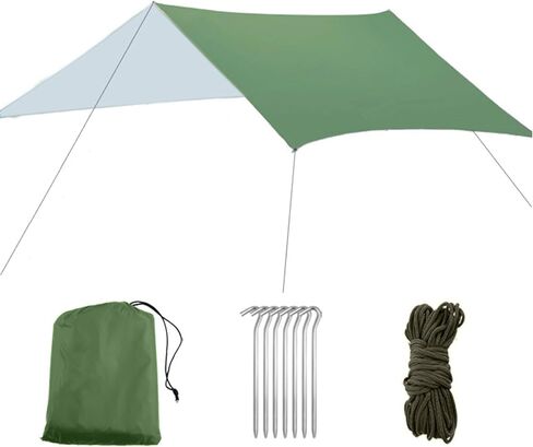 TRIWONDER Camping Tarp Waterproof Rain Fly Hammock Shelter for Hiking, Backpacking, Hammock, Beach, Picnic and Other Outdoor Activities - Accessories Included (Grey) in Saudi Arabia