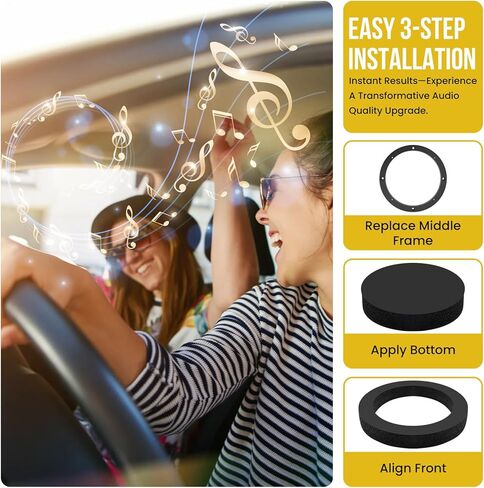 4Pcs 6.5" Speaker Foam Enhancer & Spacer Ring | Vehicle Audio Boost | Self-Adhesive Gaskets & Mounting Adapters | for Car, Truck, SUV Door Stereo Speakers in Kuwait