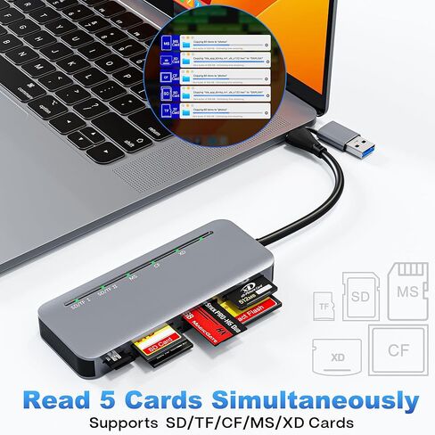 7 in 1 Memory Stick Pro Duo Card Reader, USB-C Multi Cards Reader for SD/TF/CF/MS/XD Cards, SD Card Reader for iPhone, Tablet, Laptop, Windows, Linux, Android, Camera, Game Track Camera in Saudi Arabia