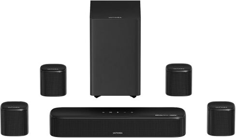 نظام صوت محيطي 7.1 قناة من ULTIMEA للتلفزيون، شريط صوت Dolby Atmos مع 4 مكبرات صوت محيطية، VoiceMX، BassMX، شريط صوت بقوة 420 وات للتلفزيون الذكي، HDMI eARC، التحكم في التطبيق، Aura A60 Pro، موديل 2026 in Kuwait