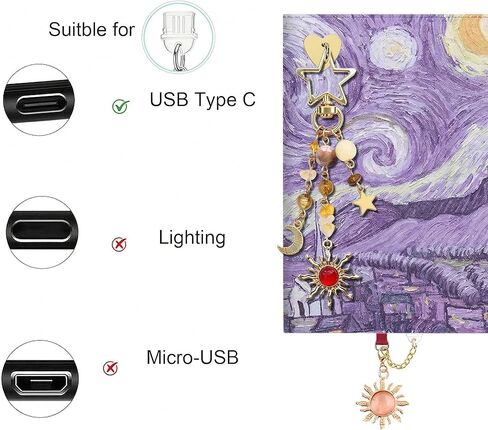 MemeChic Charm Chains for E-Reader with a Type C Charm, Cute E-reader Phone Charms Bracelets Accessories Gift for Reader Booklovers, Charms Compatible for E-Reader in Saudi Arabia