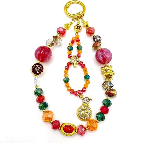 Luxury Phone Charm - Handmade Crystal & Stone Beaded Dangle Strap ，Elegant Color Design ，Handmade Decor for Women Y2K Accessories Keychain Bag Pendant Gift in Saudi Arabia