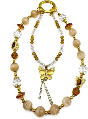 Luxury Phone Charm - Handmade Crystal & Stone Beaded Dangle Strap ，Elegant Color Design ，Handmade Decor for Women Y2K Accessories Keychain Bag Pendant Gift in Kuwait