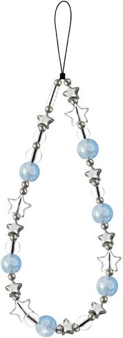 Star Phone Charm Wrist Strap Beaded Phone Lanyard Wrist Cellphone Chain Wristlet Camera Wrist Strap Lanyards Cute Cellphone Charms Wristlet Blue Beads Cellphone Keychain Bag Charms for Handbags in Saudi Arabia