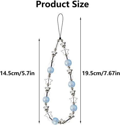 Star Phone Charm Wrist Strap Beaded Phone Lanyard Wrist Cellphone Chain Wristlet Camera Wrist Strap Lanyards Cute Cellphone Charms Wristlet Blue Beads Cellphone Keychain Bag Charms for Handbags in Saudi Arabia