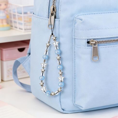 Star Phone Charm Wrist Strap Beaded Phone Lanyard Wrist Cellphone Chain Wristlet Camera Wrist Strap Lanyards Cute Cellphone Charms Wristlet Blue Beads Cellphone Keychain Bag Charms for Handbags in Saudi Arabia