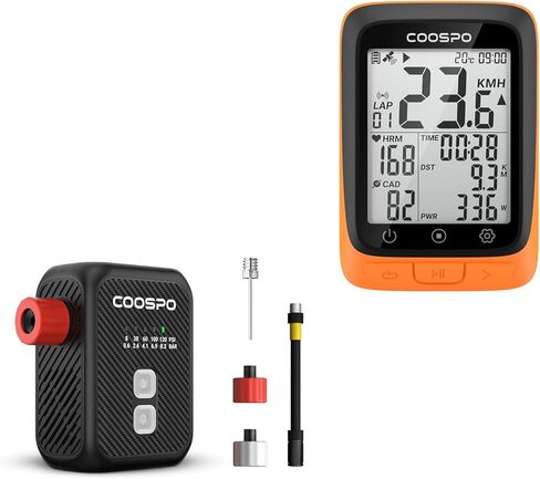 CooSpo [Bundle Promotion] BC107 GPS Bike Computer Matches with Mini Electric Bike Pump E1 in Saudi Arabia