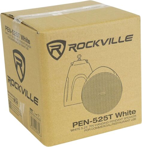 Rockville PEN-525T 5.25" 70V Hanging Pendant Speaker, White Commercial Ceiling Drop Design, 71Hz-20kHz, Polypropylene Woofer, PEI Dome Tweeter, for Restaurants and Retail, 3-piece in Saudi Arabia