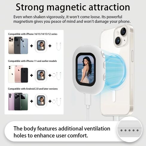 Magnetic Phone Vlog Selfie Monitor Screen, 4K Rear Camera Viewfinder with Bluetooth Remote, Live Streaming Tool for TikTok YouTube, Compatible with iPhone & Android in Saudi Arabia