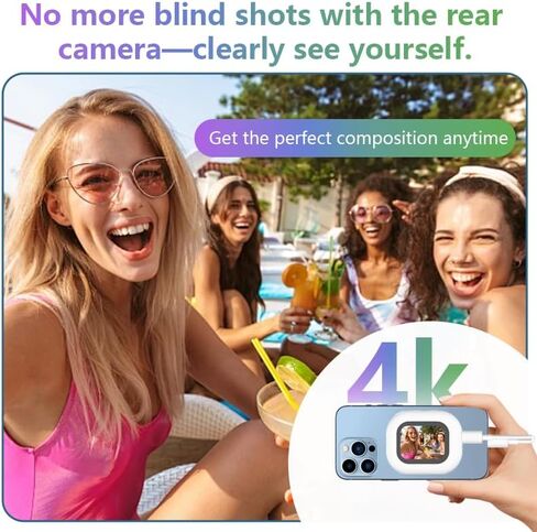 Magnetic Phone Vlog Selfie Monitor Screen, 4K Rear Camera Viewfinder with Bluetooth Remote, Live Streaming Tool for TikTok YouTube, Compatible with iPhone & Android in Saudi Arabia