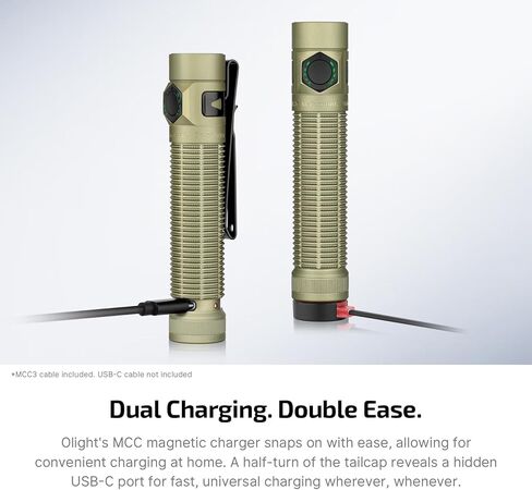 OLIGHT BatonUltra EDC Flashlight Rechargeable, 1800-Lumen 6 Modes Pocket Light with Pure White Light, USB C Bright LED Flashlights with Magnetic Tail Switch for Home Use, Camping, Outdoor(Olive Green) in Saudi Arabia