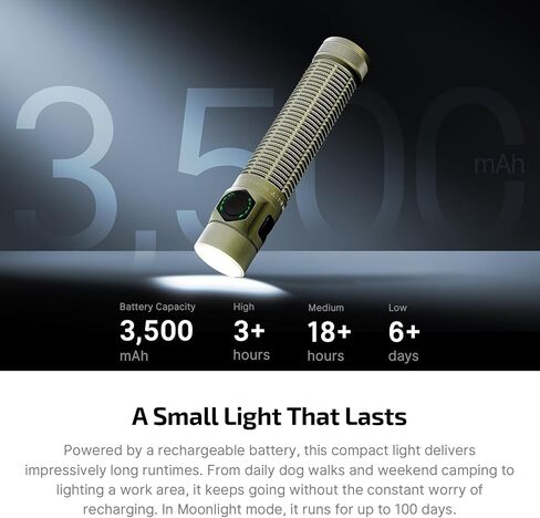 OLIGHT BatonUltra EDC Flashlight Rechargeable, 1800-Lumen 6 Modes Pocket Light with Pure White Light, USB C Bright LED Flashlights with Magnetic Tail Switch for Home Use, Camping, Outdoor(Olive Green) in Saudi Arabia