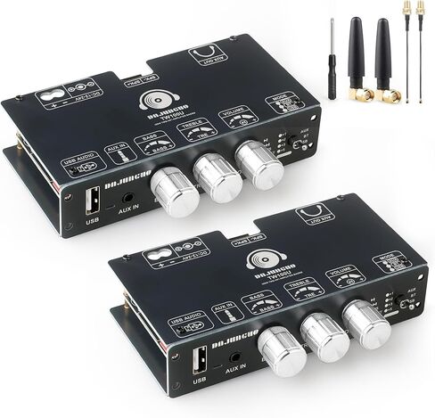 2PCS TW100U 100W Mono Amplifier Board, TPA3116D2 Digital Power Amp Module with Built-in Step-up Voltage Circuit (19V/24V), Supports TWS Wireless Pairing, Bluetooth 5.3, AUX, USB Input, DC 12-24V in Kuwait