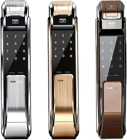Compatible for Samsung Fingerprint Digital Door Locks Push Pull Keyless Fingerprint SHS-DP618 English Version Big Mortise AML340(718 Sliver Pull) in Saudi Arabia