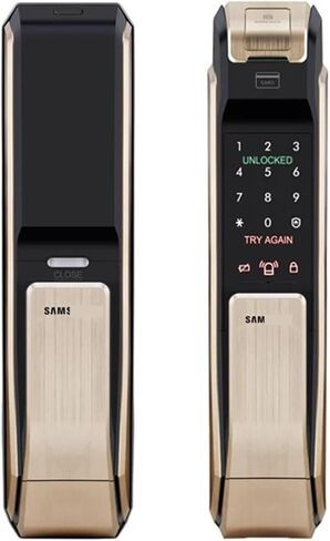 Compatible for Samsung Fingerprint Digital Door Locks Push Pull Keyless Fingerprint SHS-DP618 English Version Big Mortise AML340(718 Sliver Pull) in Saudi Arabia