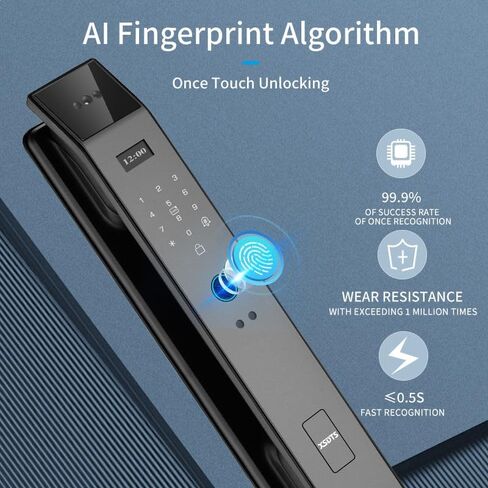 3D Face Recognition Smart Door Lock with Video Intercom, Tuya App Remote Access, Biometric Fingerprint & Palm Print Unlock, Heavy Duty Aluminum Mortise Lock for Home & Office (Gray) in Saudi Arabia