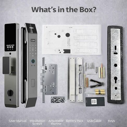 3D Face Recognition Smart Door Lock with Video Intercom, Tuya App Remote Access, Biometric Fingerprint & Palm Print Unlock, Heavy Duty Aluminum Mortise Lock for Home & Office (Gray) in Saudi Arabia