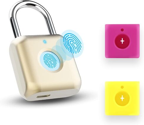 قفل بصمة الإصبع البيومترية من UMIKSMART مع غطاء سيليكون، قفل أمان ذكي بدون مفتاح USB قابل لإعادة الشحن لخزانة الصالة الرياضية، البوابة، السياج، الخزانة in Kuwait