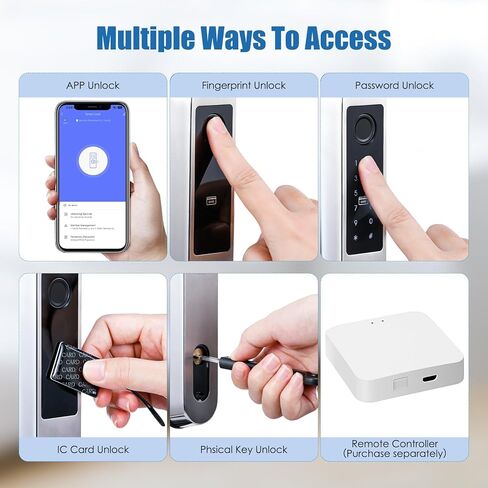 Slim Smart Lock for Sliding Glass Door, Waterproof Keyless Smart Mortise Lock with Camera, WiFi Keypad Aluminum Fingerprint Door Lock with Handle - 5 Unlocking Methods for 40-120mm Door in Saudi Arabia