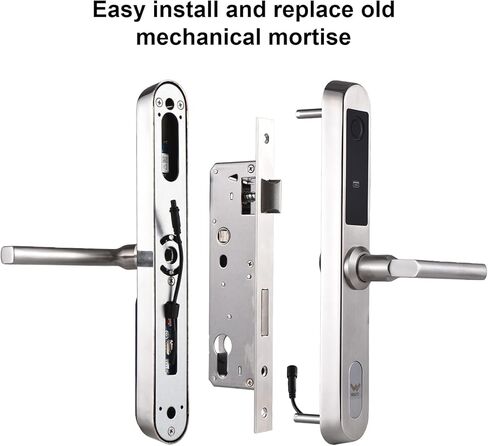 Slim Smart Lock for Sliding Glass Door, Waterproof Keyless Smart Mortise Lock with Camera, WiFi Keypad Aluminum Fingerprint Door Lock with Handle - 5 Unlocking Methods for 40-120mm Door in Saudi Arabia