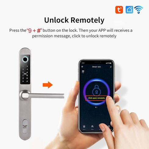 Slim Smart Lock for Sliding Glass Door, Waterproof Keyless Smart Mortise Lock with Camera, WiFi Keypad Aluminum Fingerprint Door Lock with Handle - 5 Unlocking Methods for 40-120mm Door in Saudi Arabia