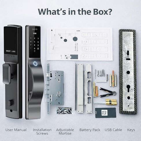 3D Face Recognition Smart Lock with Camera & Screen, Biometric Fingerprint Door Lock, Keyless Entry with IC Card, App Control & Mechanical Keys, Weatherproof Aluminum Alloy in Saudi Arabia