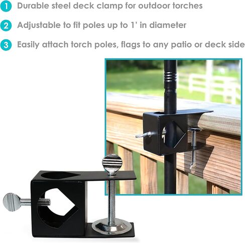 Sunnydaze Deck Clamp - Outdoor Torch Mount Holder - Set of 4 in Saudi Arabia