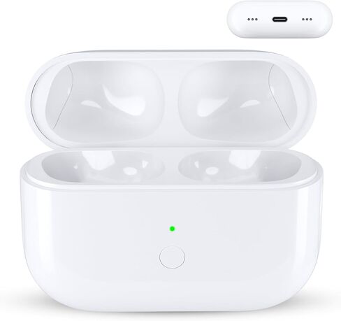 حافظة شحن لاسلكية لأجهزة AirPods Pro الجيل الثاني والأول، حافظة شاحن بديلة مع اقتران سريع، بطارية 660 مللي أمبير في الساعة، منفذ شحن من النوع C متوافق مع AirPods Pro 2/1 (بدون سماعات أذن) in Saudi Arabia