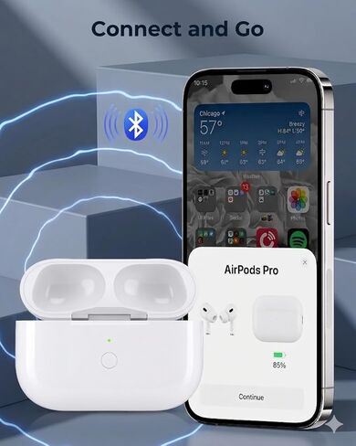 حافظة شحن لاسلكية لأجهزة AirPods Pro الجيل الثاني والأول، حافظة شاحن بديلة مع اقتران سريع، بطارية 660 مللي أمبير في الساعة، منفذ شحن من النوع C متوافق مع AirPods Pro 2/1 (بدون سماعات أذن) in Saudi Arabia
