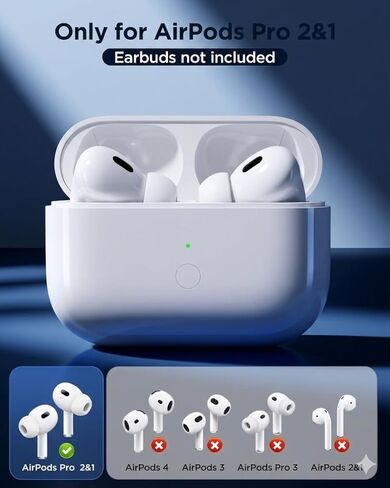 حافظة شحن لاسلكية لأجهزة AirPods Pro الجيل الثاني والأول، حافظة شاحن بديلة مع اقتران سريع، بطارية 660 مللي أمبير في الساعة، منفذ شحن من النوع C متوافق مع AirPods Pro 2/1 (بدون سماعات أذن) in Saudi Arabia