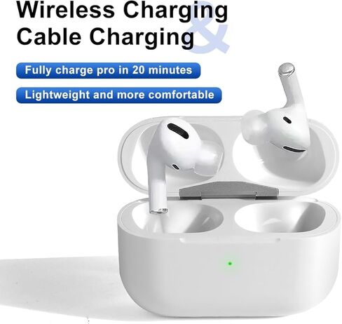 Wireless Charging Case Compatible with AirPods Pro 1st & 2nd Generation, USB-C, Replacement Charge Case (White) in Saudi Arabia