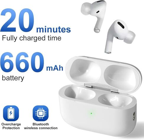Wireless Charging Case Compatible with AirPods Pro 1st & 2nd Generation, USB-C, Replacement Charge Case (White) in Saudi Arabia