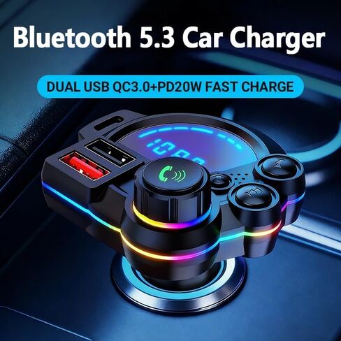 USB-C Bluetooth 5.4 Car Adapter — Wireless Music & Hands-Free Calls for Non-Bluetooth Cars, Easy FM Transmission, Plug & Play in Saudi Arabia