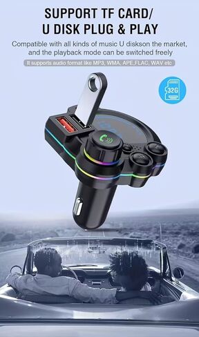 USB-C Bluetooth 5.4 Car Adapter — Wireless Music & Hands-Free Calls for Non-Bluetooth Cars, Easy FM Transmission, Plug & Play in Saudi Arabia