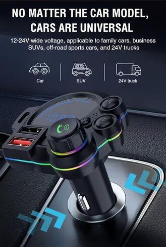 USB-C Bluetooth 5.4 Car Adapter — Wireless Music & Hands-Free Calls for Non-Bluetooth Cars, Easy FM Transmission, Plug & Play in Saudi Arabia