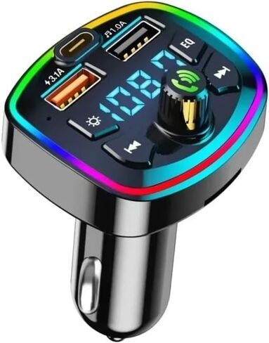 Car Cigarette Lighter PD 3.1A Fast Charging Bluetooth Receiver Lossless MP3 Player Car Music USB Converter with Digital Display (Black) in Saudi Arabia