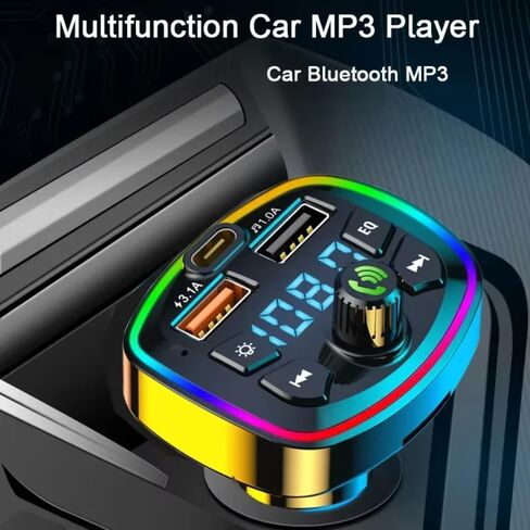 Car Cigarette Lighter PD 3.1A Fast Charging Bluetooth Receiver Lossless MP3 Player Car Music USB Converter with Digital Display (Black) in Saudi Arabia