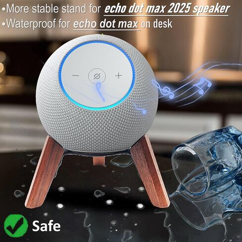 حامل خشبي حقيقي لـ Echo dot max (طراز جديد) تم إصداره عام 2025، ملحقات حامل ثلاثي القوائم على سطح المكتب لحماية الصوت المنقط للحصول على صوت أفضل، حامل خشبي ثابت وآمن لمكبر صوت Alexa (جوز) in Saudi Arabia