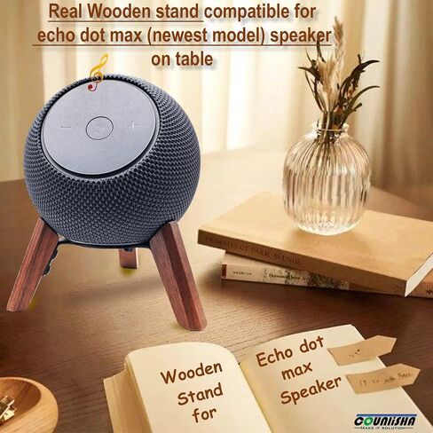 حامل خشبي حقيقي لـ Echo dot max (طراز جديد) تم إصداره عام 2025، ملحقات حامل ثلاثي القوائم على سطح المكتب لحماية الصوت المنقط للحصول على صوت أفضل، حامل خشبي ثابت وآمن لمكبر صوت Alexa (جوز) in Saudi Arabia