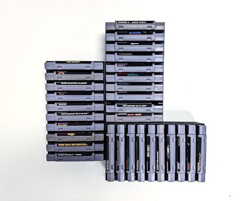 Video Game Wall Mount Organizer Display Compatible with SNES (Super Nintendo) Cartridges, Black, Holds 10 Cartridges, Set of 3 in Saudi Arabia