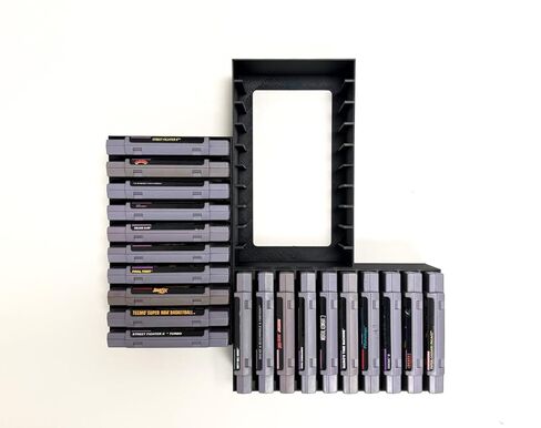 Video Game Wall Mount Organizer Display Compatible with SNES (Super Nintendo) Cartridges, Black, Holds 10 Cartridges, Set of 3 in Saudi Arabia