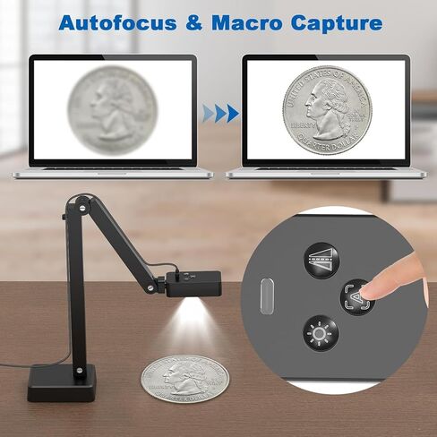 4K USB Document Camera for Teachers, 8MP Doc Cam with Auto Focus & Dual Mic, Foldable A3 Book Scanner & Visualizer Camera with LED Light, Plug & Play for Zoom, Classroom, Mac, Windows, Chromebook in Saudi Arabia