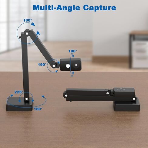 4K USB Document Camera for Teachers, 8MP Doc Cam with Auto Focus & Dual Mic, Foldable A3 Book Scanner & Visualizer Camera with LED Light, Plug & Play for Zoom, Classroom, Mac, Windows, Chromebook in Saudi Arabia