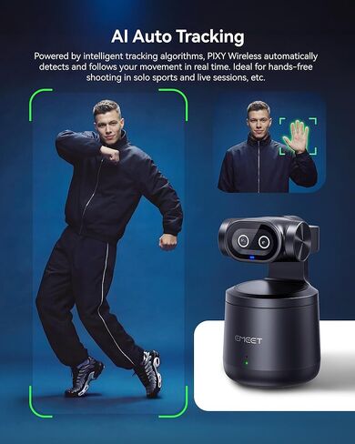 EMEET PIXY Wireless 4K Dual-Lens AI Tracking PTZ Streaming Camera with 1/2.55" Sensor, Gesture Control, Multi-Camera Live & Built-in 48kHz Mic, HDR, Live Streaming for YouTube, Facebook, Twitch in Saudi Arabia