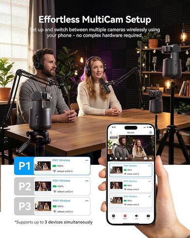 EMEET PIXY Wireless 4K Dual-Lens AI Tracking PTZ Streaming Camera with 1/2.55" Sensor, Gesture Control, Multi-Camera Live & Built-in 48kHz Mic, HDR, Live Streaming for YouTube, Facebook, Twitch in Saudi Arabia