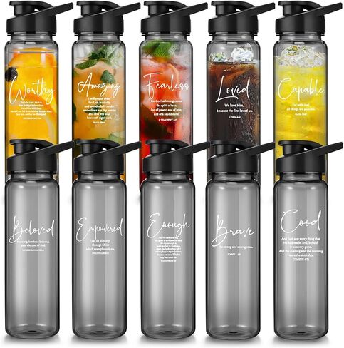 Skylety 10 Pcs Mother's Day Christian Gift Bulk Water Bottle Religious Inspirational Bible Verse Plastic Leak Proof 24 oz Bottles for Church Sunday School Teacher(Bible) in Saudi Arabia