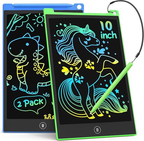 تابلت كتابة LCD مقاس 10 بوصات من TECJOE للأطفال، لوحة رسومات الشعار المبتكرة الملونة، وسادات رسم لوحية للرسم الإلكتروني لهدايا الأطفال من سن 3 إلى 6 سنوات (الأزرق والوردي) in Kuwait