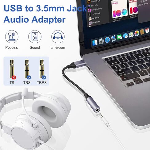 2 حزمة من محول صوت جاك USB إلى 3.5 مم، وبطاقة صوت خارجية، ومحول USB إلى Aux مدعوم بميكروفون متوافق مع سماعات الرأس والكمبيوتر المحمول والكمبيوتر الشخصي وLinux وPS4 وPS5 والمزيد من الأجهزة in Kuwait